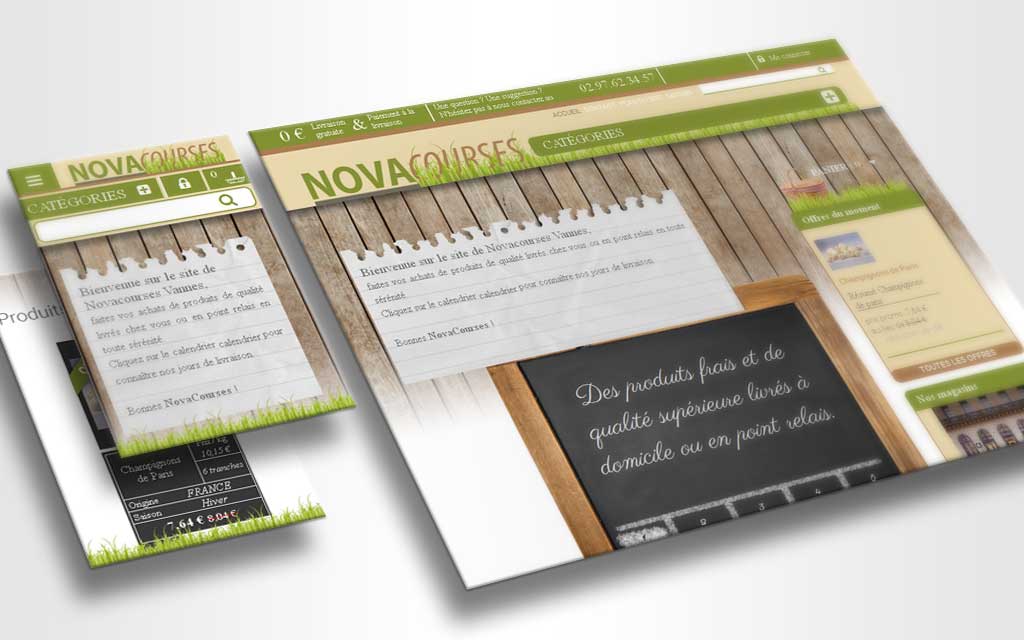 Site NOVACOURSES page accueil responsive